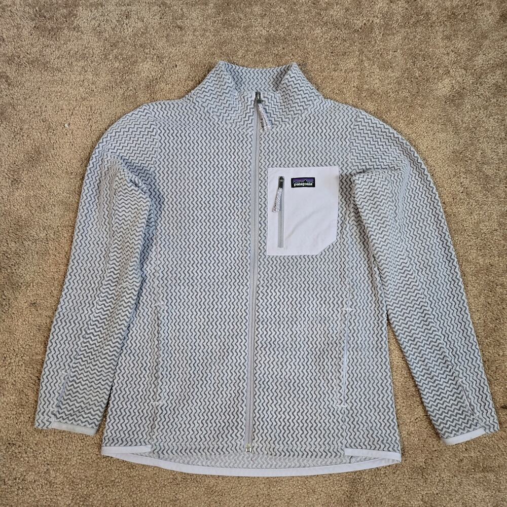 Patagonia Kids R1 Air Full-Zip Fleece Jacket - Large L (Fossil Grey/Light Plume)